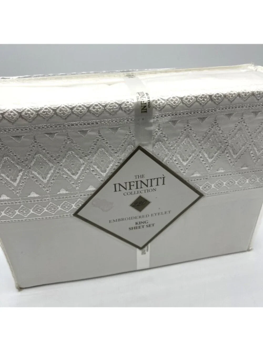 Infinity Collection King Sheet Set White Embroidered Eyelet Pillowcases